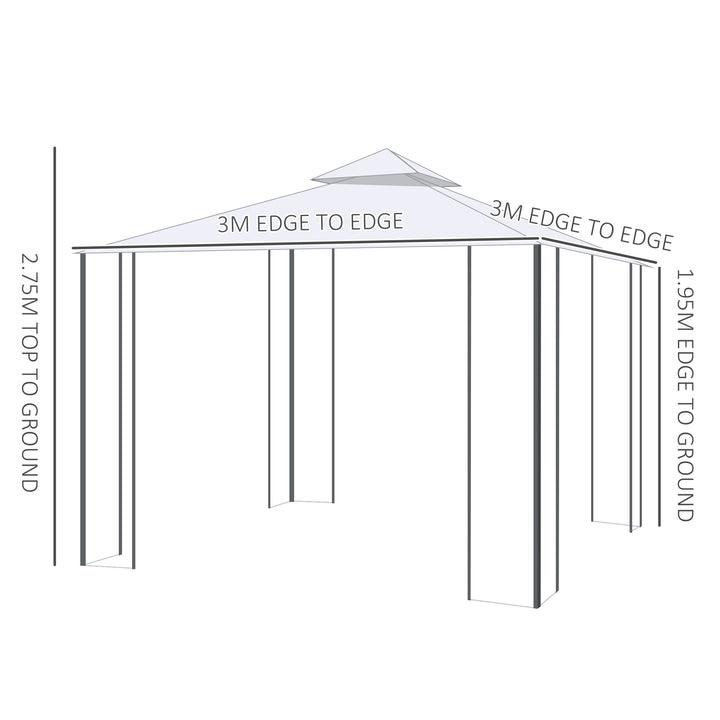 MCL 3(M)x3(M) Garden Gazebo Double Top Outdoor Canopy Patio Event Party Wedding Tent Backyard Sun Shade with Netting - Cream White