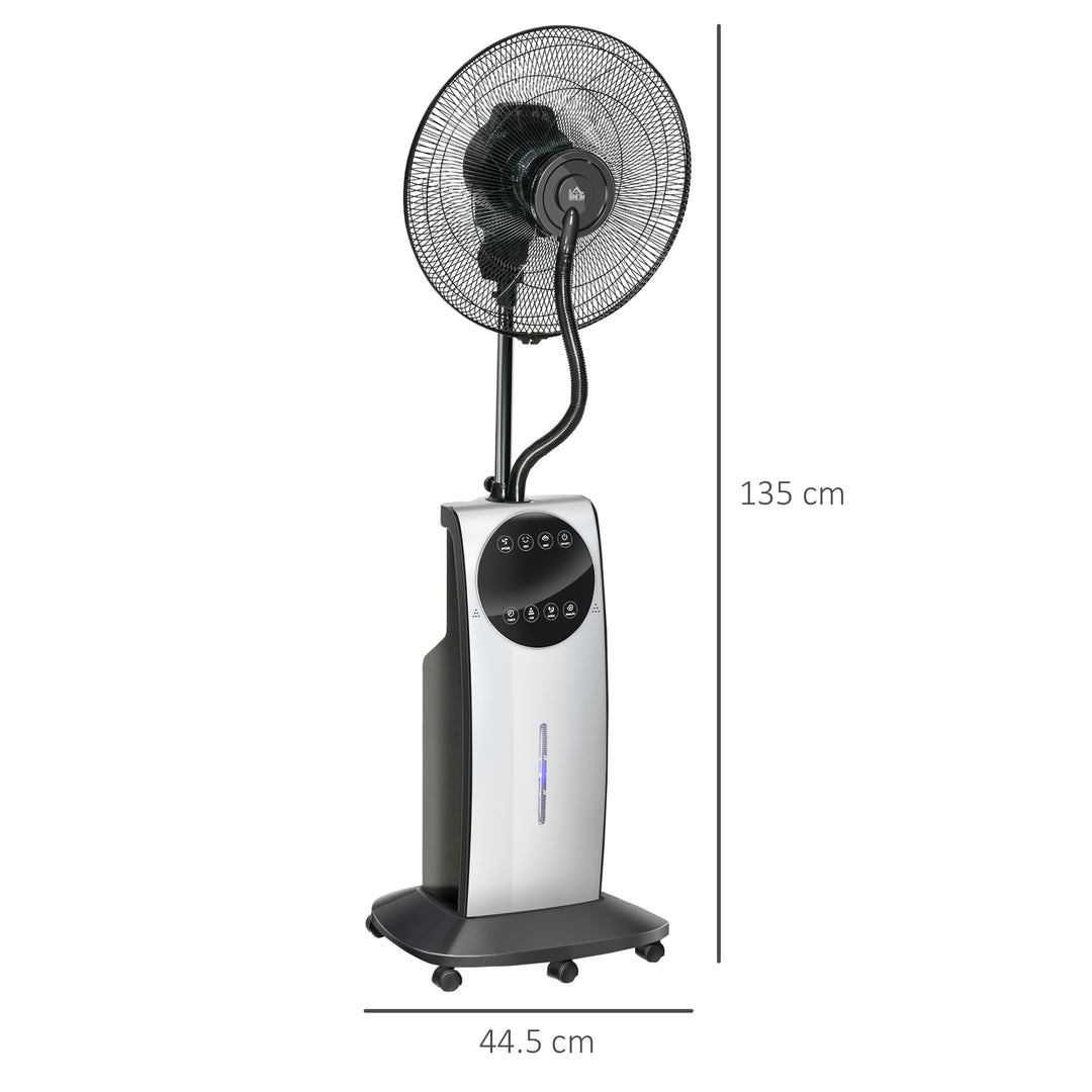 HOMCOM Pedestal Fan with Water Mist Spray, Humidifying Misting Fan, Standing Fan w/3 Speeds, 3.1L Water Tank Electric Mosquito Killer Jack, Black