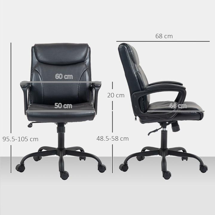 Executive Office Chair, Faux Leather Desk Chair with Height Adjustable, Swivel Wheels and Tilt Function, Computer Chair for Home Office and Study Room, Black