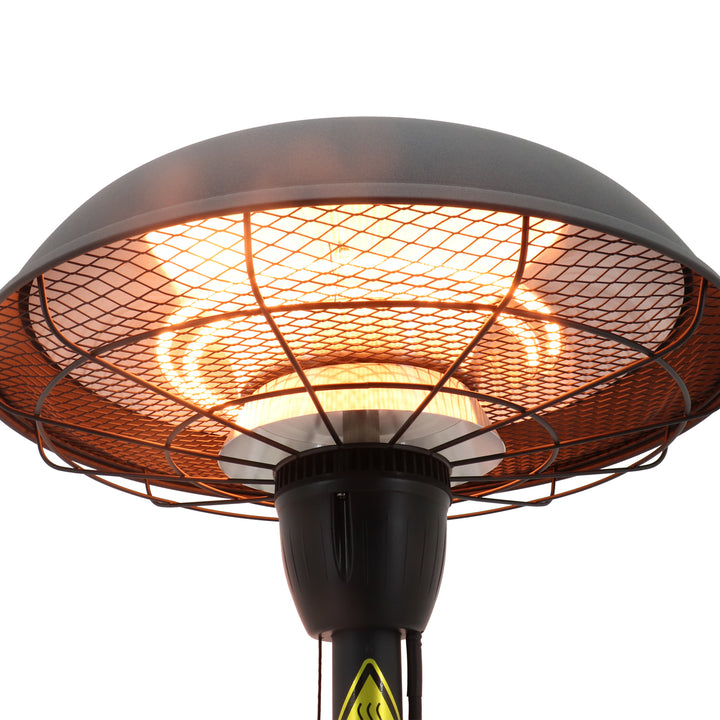 Outsunny Electric Table Top Patio Heater 2.1kW, Infrared with 3 Heat Settings, Pull Switch, IP44, Black