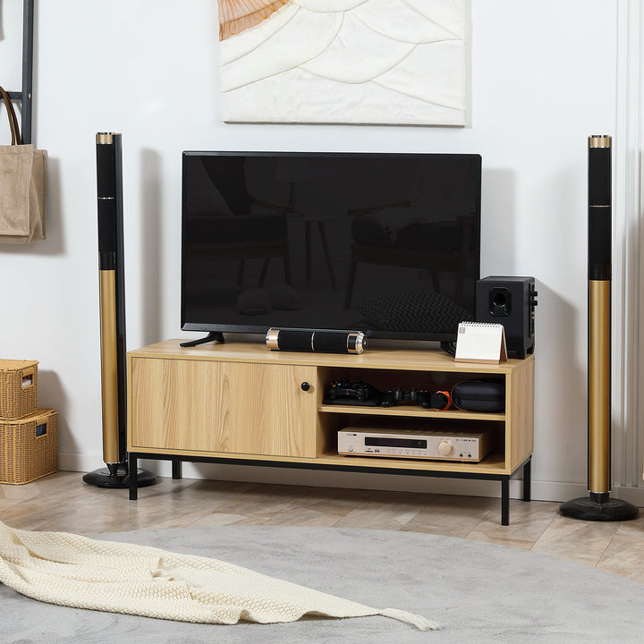 50" Screen TV Stand, with Sliding Door Storage - Wood-Effect