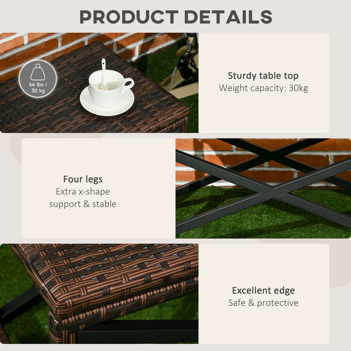 PE Rattan Garden Side Table, Outdoor Coffee Table with X-Shape Frame, 