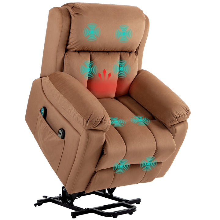 HOMCOM Power Lift Riser and Recliner Chair with Vibration Massage, Heat, Side Pocket, Brown