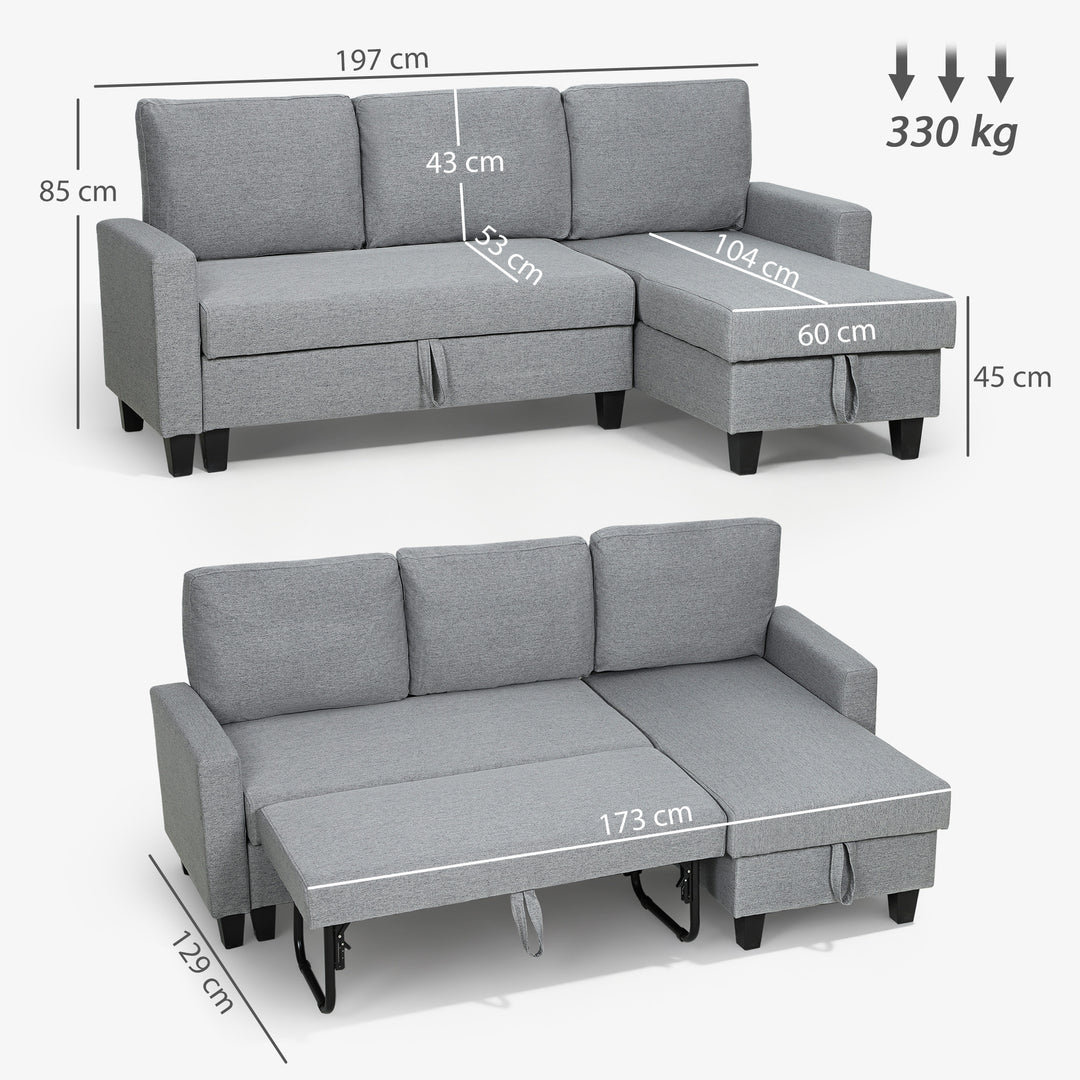MCL Three-Seater Storage Sofa Bed - Grey