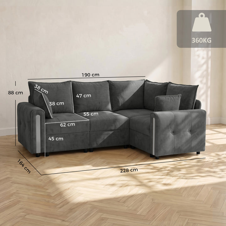 228cm L Shaped Sofa with Lift-Up Storage, 3-Seater Sectional Sofa - view 3
