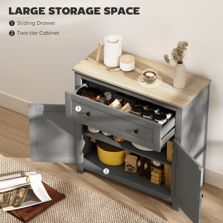 Sideboard Storage Cabinet, Morden Kitchen Cupboard with Adjustable Shelf, Drawer and Double Doors, Sideboard for Living Room, Dining Room, Hallway, Grey