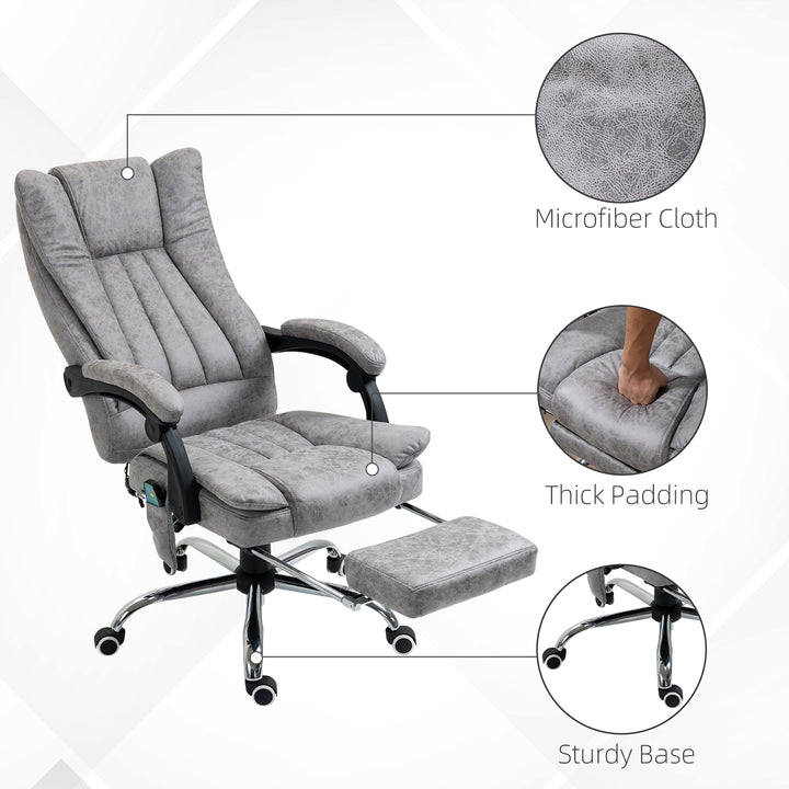 MCL 6 Point Vibrating Massage Office Chair with Heat, Breathable Faux Leather Office Chair with High Back, Height Adjustable Grey