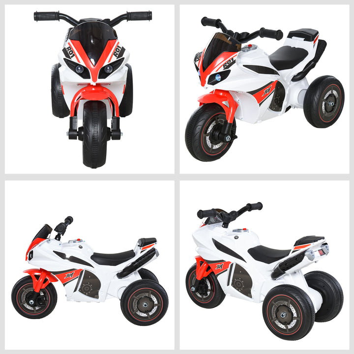 Kids Ride-On Police Bike 3-Wheel Vehicle w/ Music Lights Safe Seat Handlebars Toddler NO POWER Child Learning Fun Development 18-36 Months White