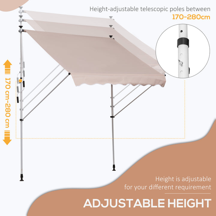 2x1.5m Adjustable Outdoor Aluminium Frame Awning Beige