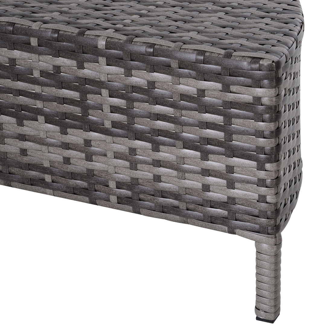 5 Pieces Rattan Garden Furniture Set, 4 Seater Half-Round Garden Sofa Set with Thickened Cushions, Wicker Conservatory Furniture with 4 Chairs, Rattan Coffee Table and Pillows, Grey