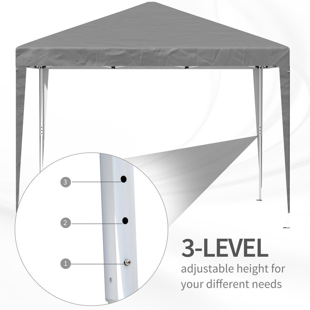 Outsunny 3 x 3 m Garden Pop Up Gazebo Marquee Party Tent Wedding Canopy, Height Adjustable with Carrying Bag, Grey