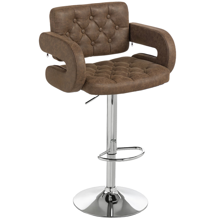 MCL PU Leather Upholstered Swivel Bar Stool, Height Adjustable with Back, Armrest, Footrest, Coffee