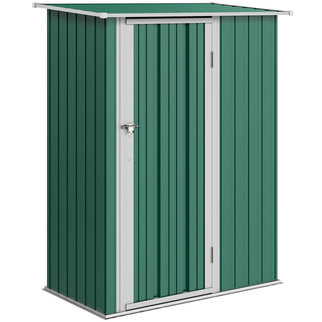 5ft x 3ft Metal Garden Storage Shed, Outdoor Tool Shed with Sloped Roof, Lockable Door for Tools, Equipment, Green