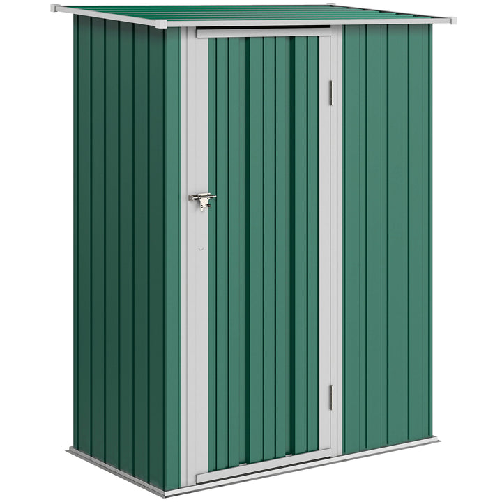 5ft x 3ft Metal Garden Storage Shed, Outdoor Tool Shed with Sloped Roof, Lockable Door for Tools, Equipment, Green