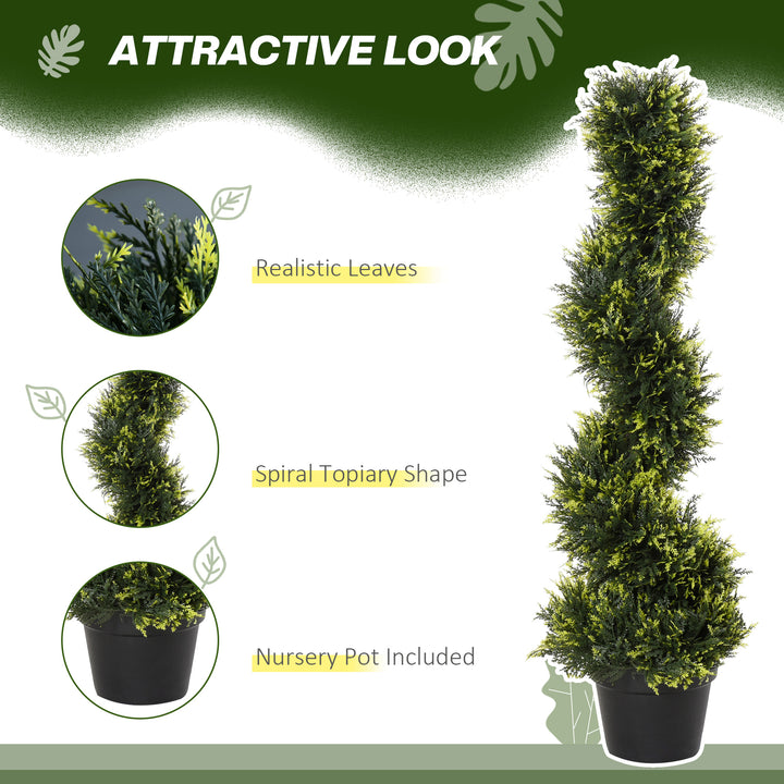MCL 90cm/3FT Artificial Trees, Spiral Topiary Trees w/ Pot Set Of 2, Fake Indoor Greenery Plant Home Office Garden Decor Green
