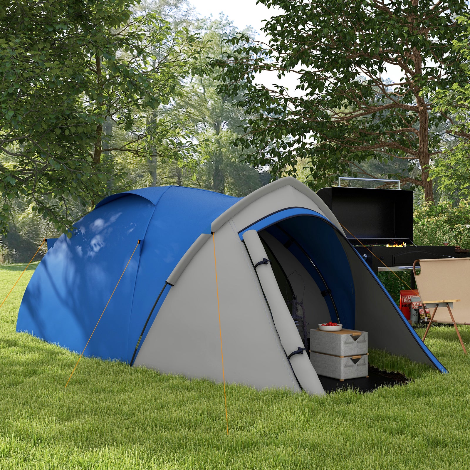 Two-Man Dome Tent, with Front Vestibule - Blue/Grey