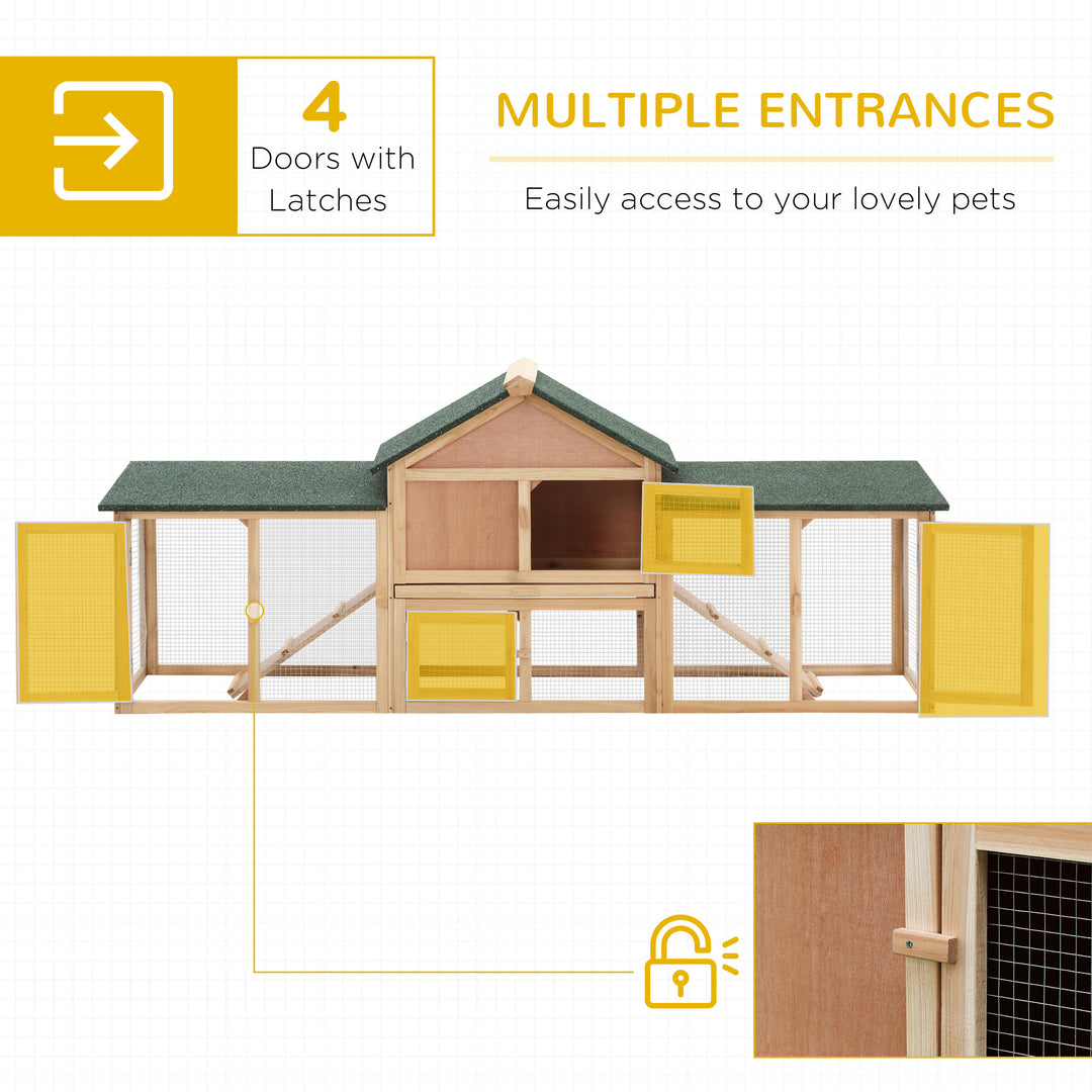 PawHut Deluxe Two-Storey Wooden Bunny Rabbit Hutch, Guinea Pig Hutch, w/ Ladder Outdoor Run Box Slide-out Tray 210 x 45.5 x 84.5 cm