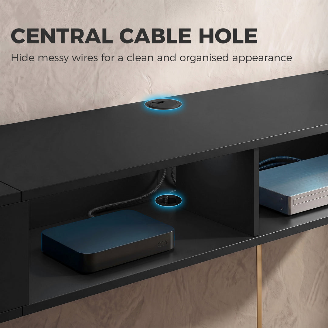 Wall Mounted TV Stand with RGB LED Lights, Floating Entertainment Cent