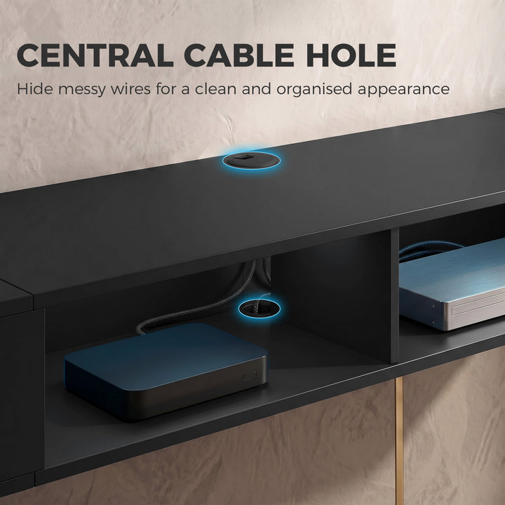 Wall Mounted TV Stand with RGB LED Lights, Floating Entertainment Cent