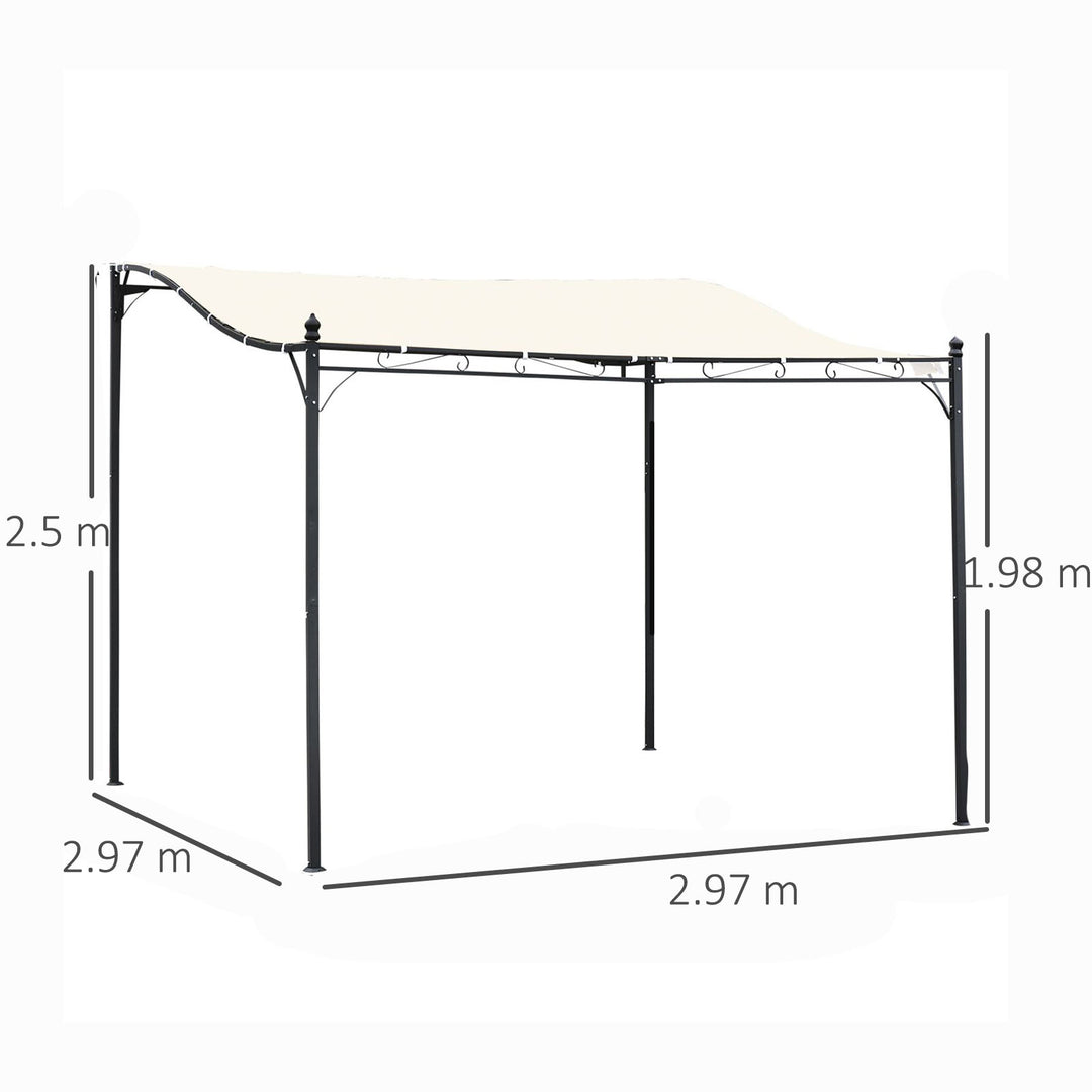 3x3 m Wall Mounted Garden Porch-Black/Cream White