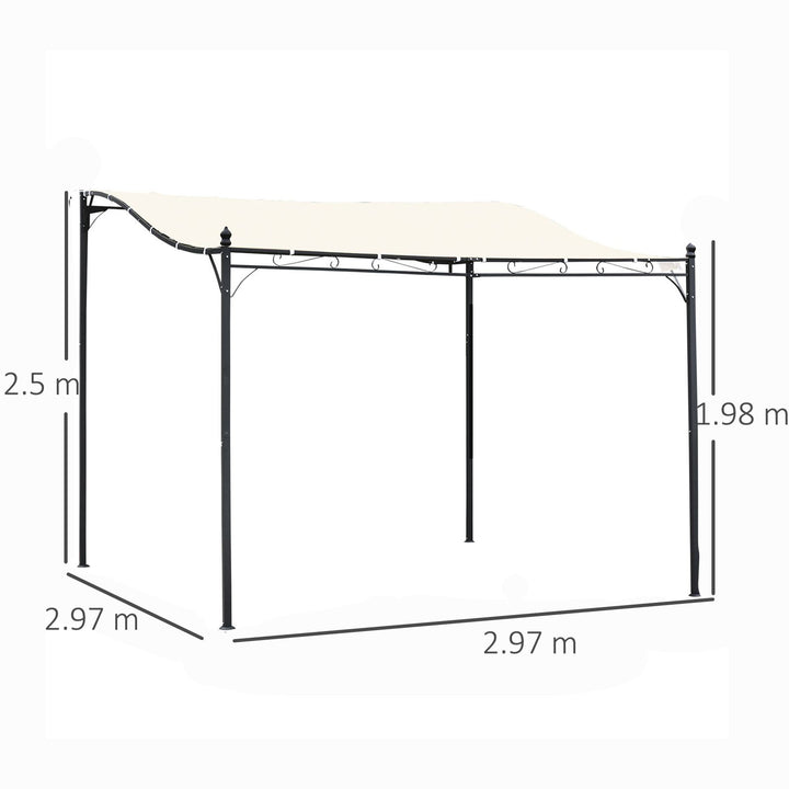 3x3 m Wall Mounted Garden Porch-Black/Cream White