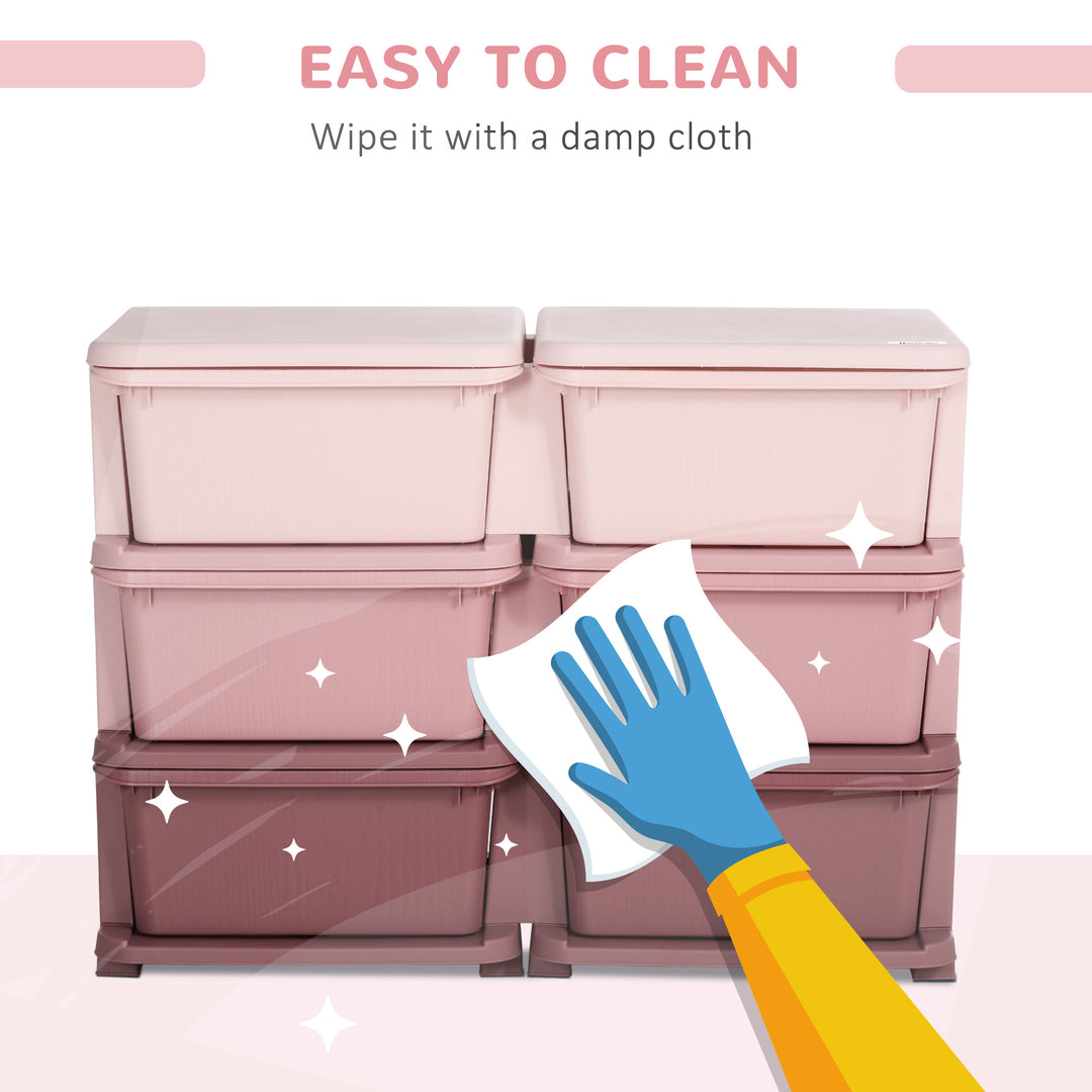 Kids Storage Unit, with Six Drawers - Pink