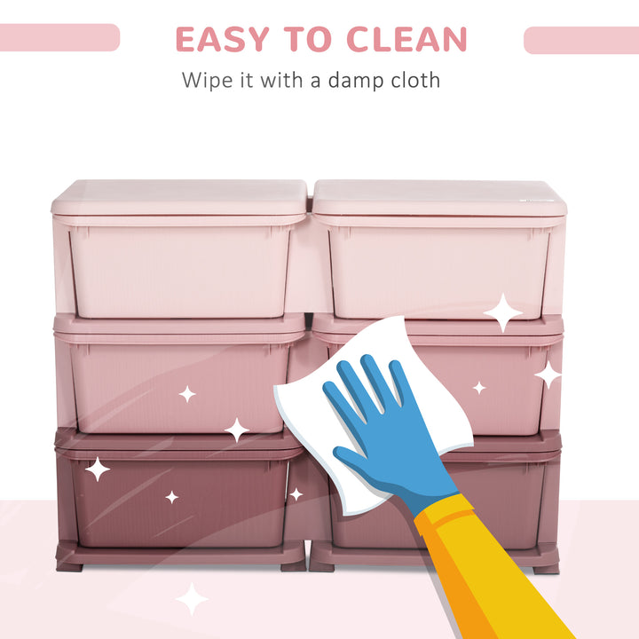 Kids Storage Unit, with Six Drawers - Pink
