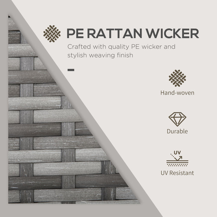 MCL 3 Pieces Rattan Bistro Set, Wicker Folding Garden Furniture Set with Glass Top Coffee Table and Chairs for Outdoor, Patio, Balcony, Grey