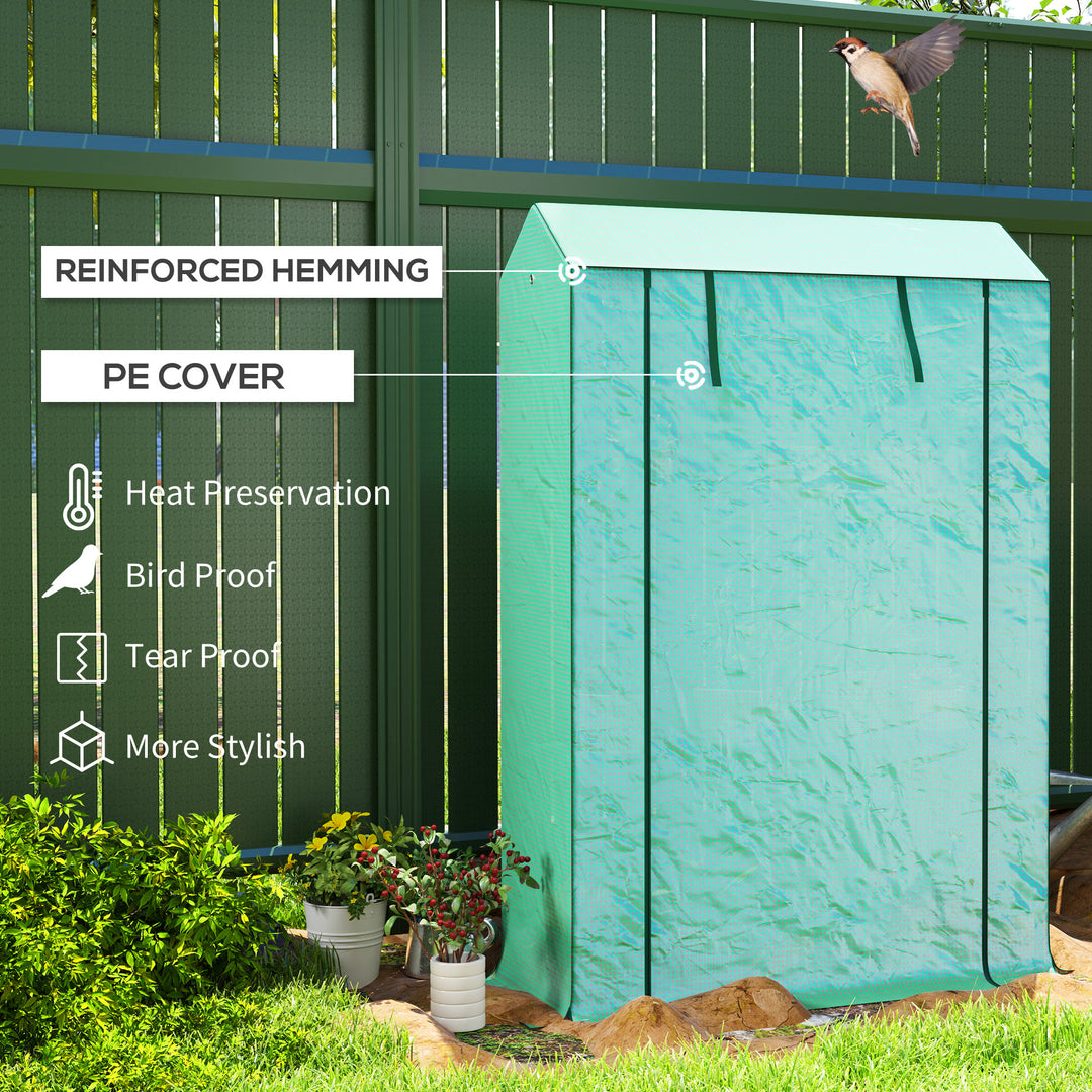 40 x 100cm Three Shelf Steel Frame Greenhouse - Green