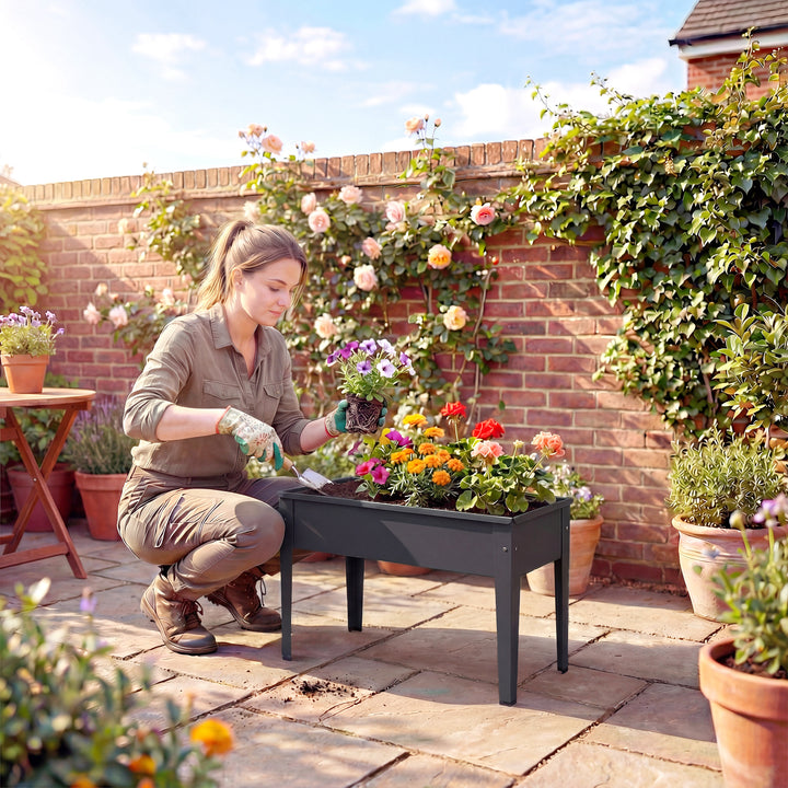 Raised Planter, Metal Raised Garden Bed on Legs with Drainage Hole and