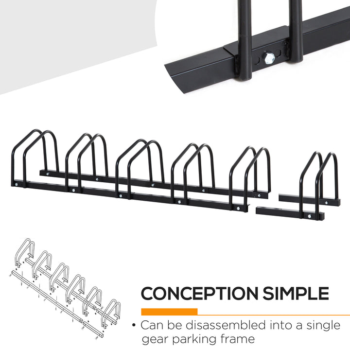 MCL Bike Stand Parking Rack Floor or Wall Mount Bicycle Cycle Storage Locking Stand 179L x 33W x 27H (6 Racks, Black)
