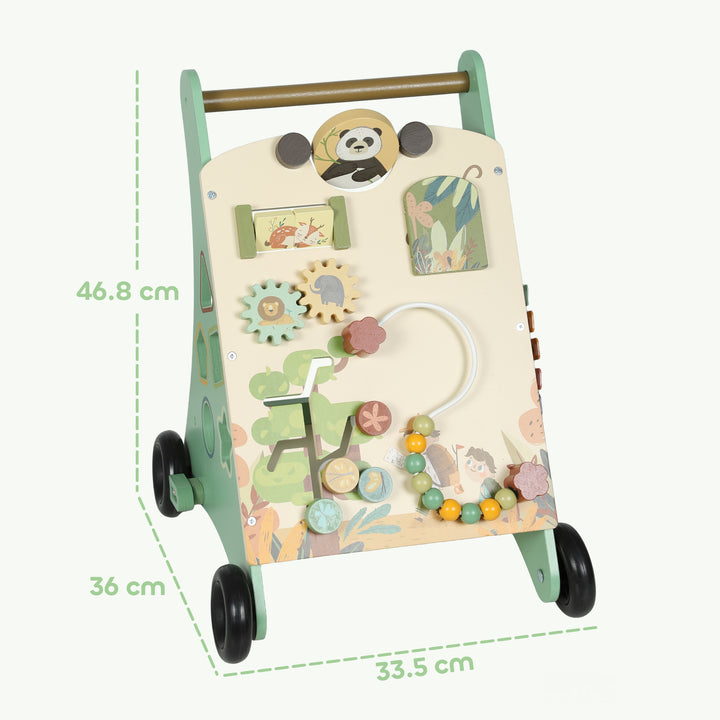 Wooden Baby Walker, Push Along Walker Toys with Speed Control, Xylophone, gears and Bead Maze
