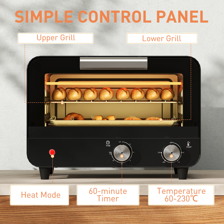 Small Toaster Oven, 12L Multifunction Mini Countertop Oven with Glass 