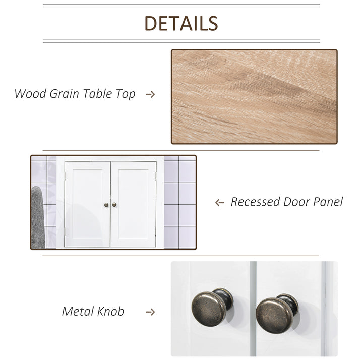 Under Sink Cabinet, Bathroom Sink Cabinet with 2 Doors, Pedestal Under Sink Design, Freestanding Bathroom Cupboard with Adjustable Shelf, White