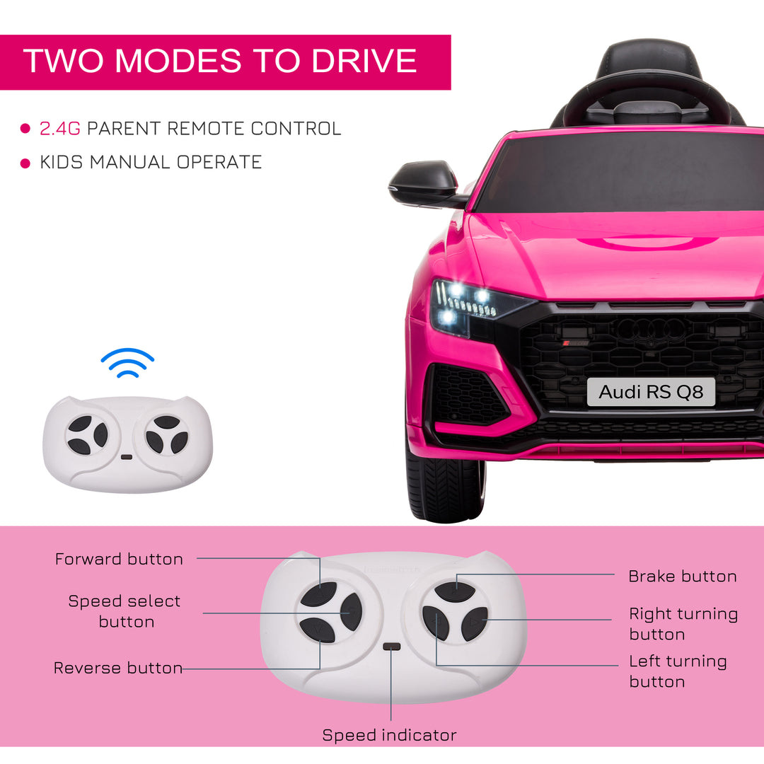 MCL Audi RS Q8 6V Kids Electric Ride On Car Toy w/ Remote USB MP3 Bluetooth Pink