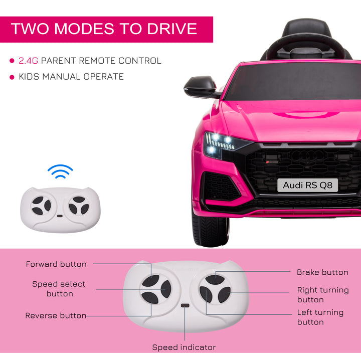 MCL Audi RS Q8 6V Kids Electric Ride On Car Toy w/ Remote USB MP3 Bluetooth Pink
