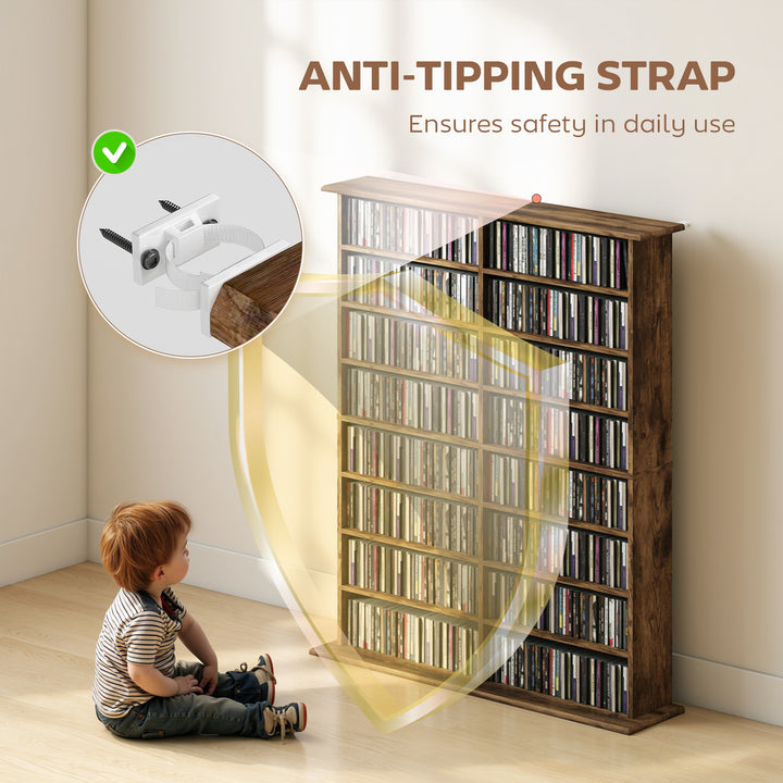 MCL 16-Compartment Media Shelf - Rustic Brown