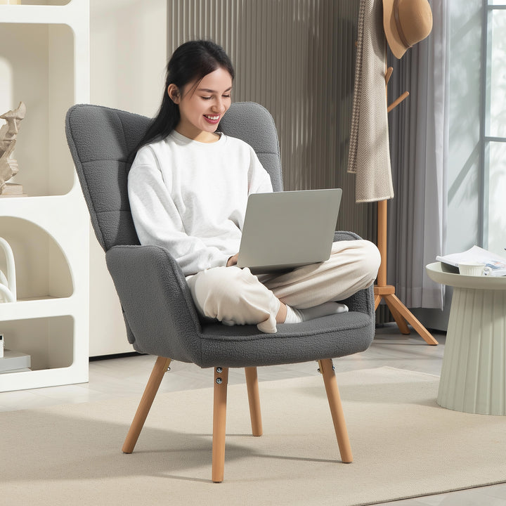 Teddy Fleece Wingback Accent Chair - Grey