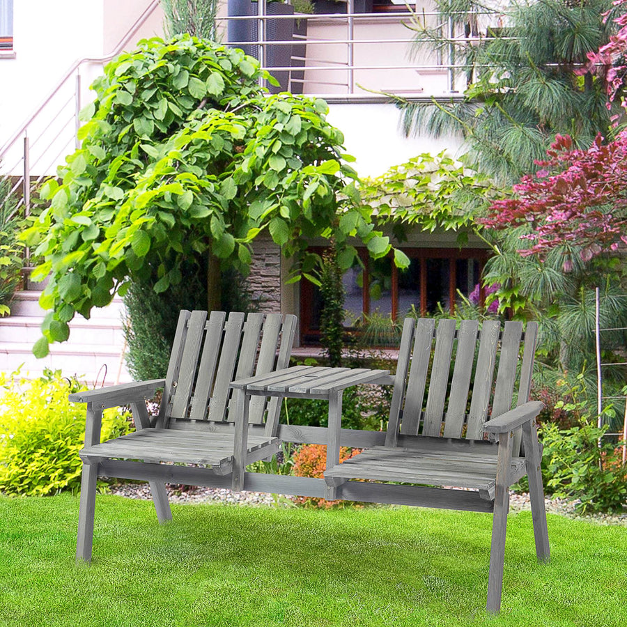 2-Seater Garden Bench Antique Loveseat for Yard, Lawn, Porch, Patio, Steel, Grey