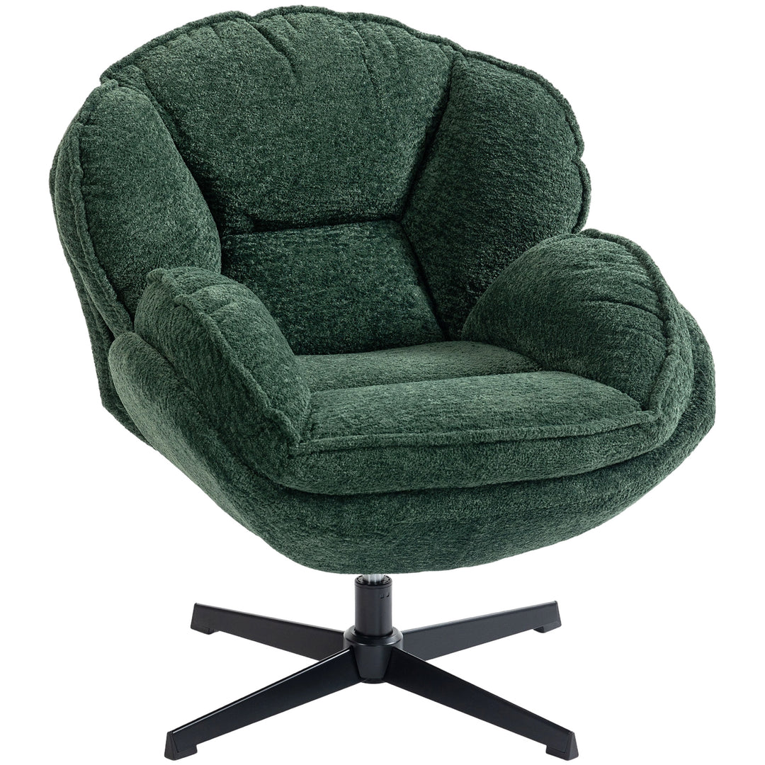 Modern Wingback Accent Chair, Velvet Armchair with Four-Star Base, S-S