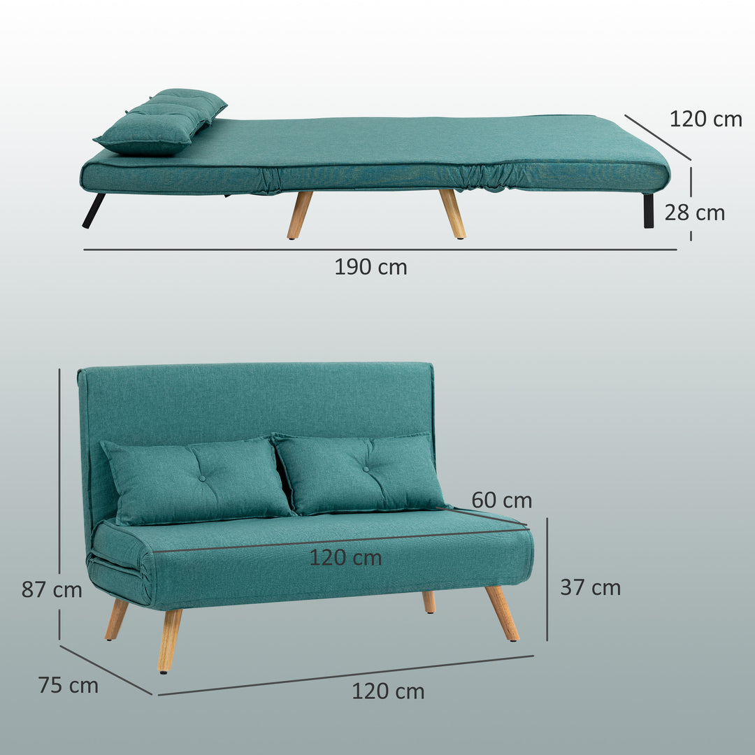 Two-Seater Linen-Look Sofa Bed - Green