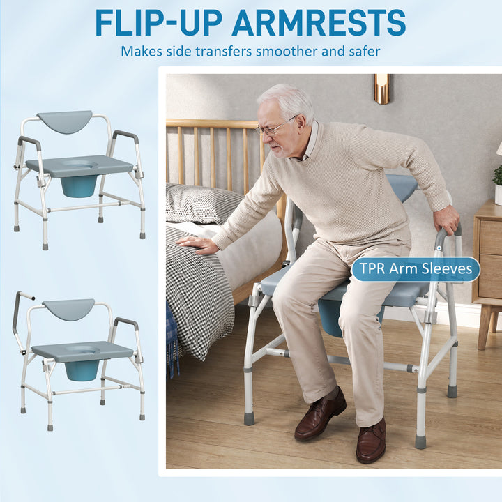Height Adjustable Bedside Commode, Heavy Duty Commode Toilet Chair - view 5