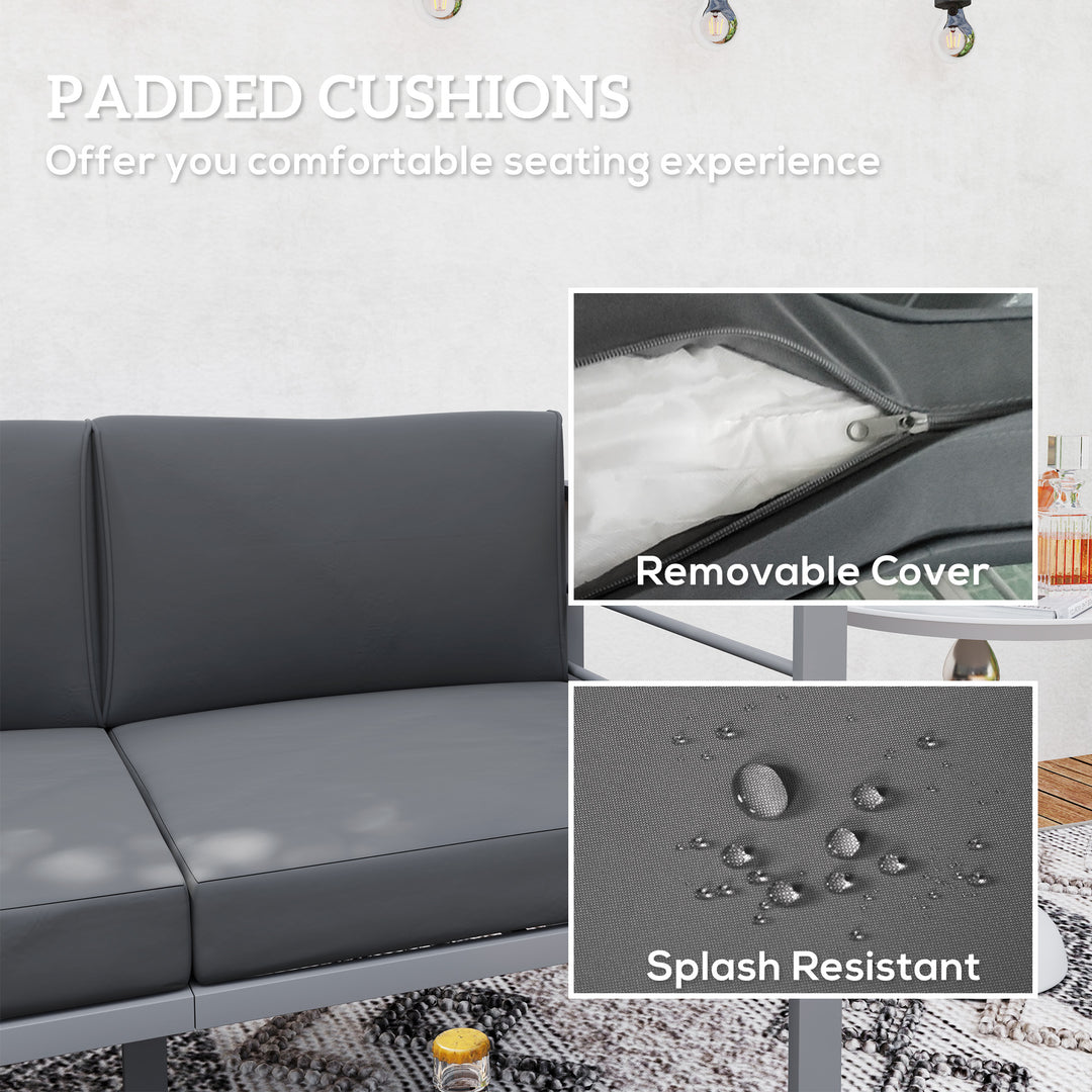 Two-Seater Aluminium Garden Sofa - Grey