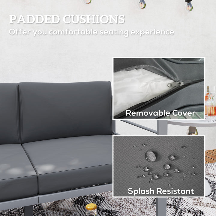 Two-Seater Aluminium Garden Sofa - Grey