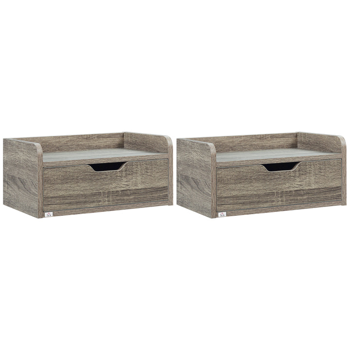 Floating Nightstand Set of 2 Wall Mounted Bedside Table with Storage Drawer for Bedroom, Grey