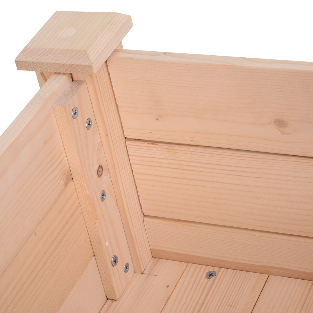 Garden Wooden Planters， Rectangular Raised Bed,Flower Box, Fir Wood Indoor/Outdoor, Oak Tone, 86L x 46W x 76Hcm