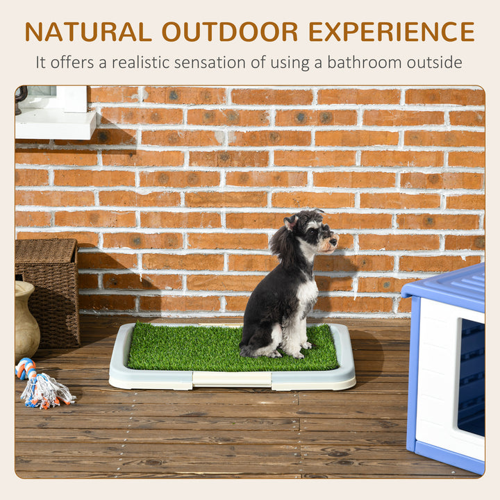 PawHut Portable Indoor Puppy Toilet Training Pad with Synthetic Grass, Leakproof Tray, 63 x 48.5cm