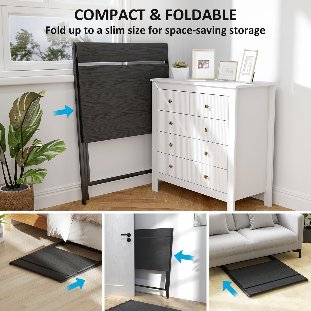 81.5 cm Folding Computer Desk with Monitor Shelf - Black