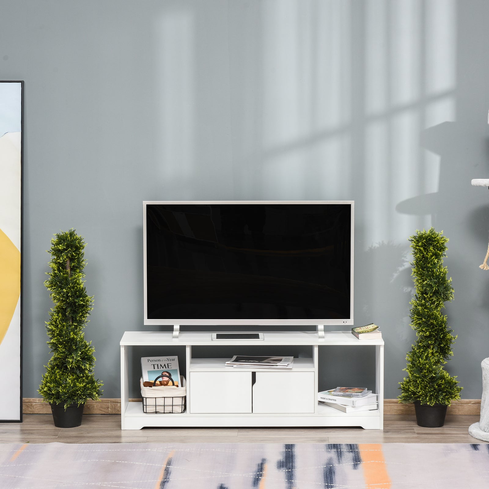 90cm/3FT Artificial Trees, Spiral Topiary Trees w/ Pot Set Of 2, Fake Indoor Greenery Plant Home Office Garden Decor Green