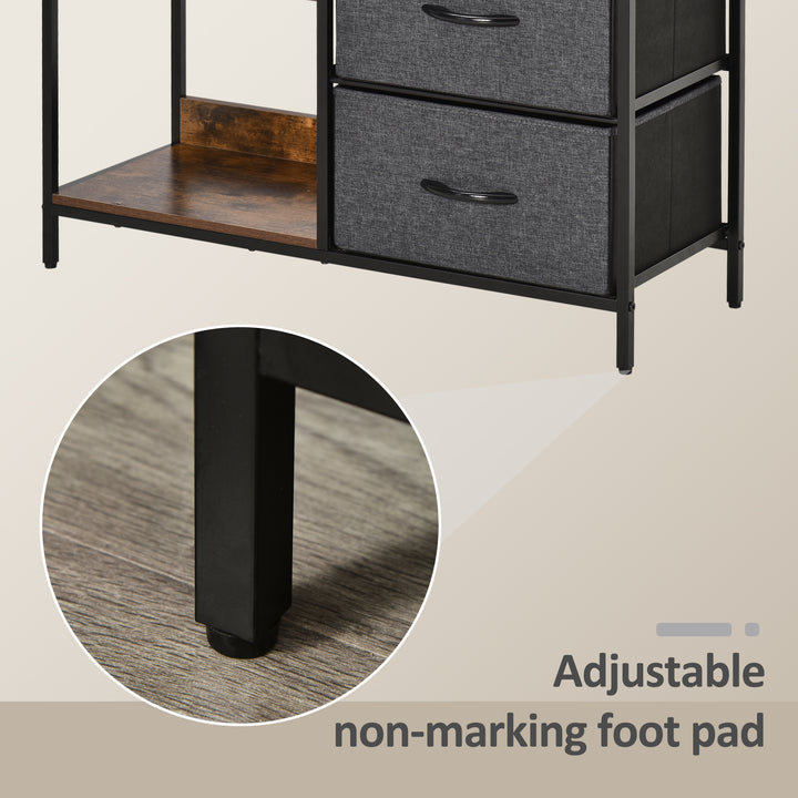 MCL Chest of Drawers Storage  Dresser Cabinet Organizer with 3 Fabric Drawers and 2 Display Shelves for Living Room, Bedroom, Hallway, Black